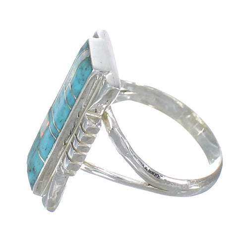 Genuine Sterling Silver Southwest Turquoise Opal Inlay Ring Size 6-1/4 RX61874